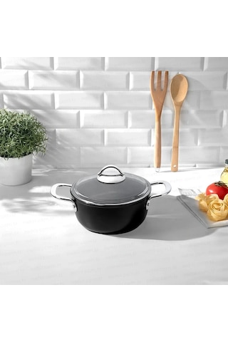 Nehir Titanium Siyah 20 Cm Derin Tencere