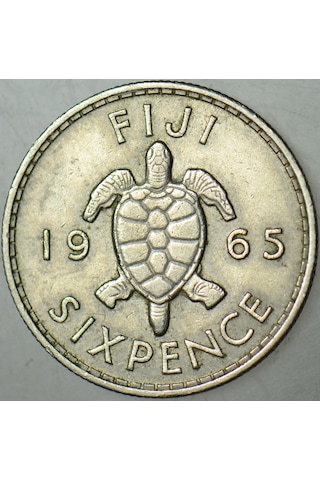 Fiji 6 Cent 1965 Deniz Kaplumbağası-kraliçe Iı. Elizabeth.