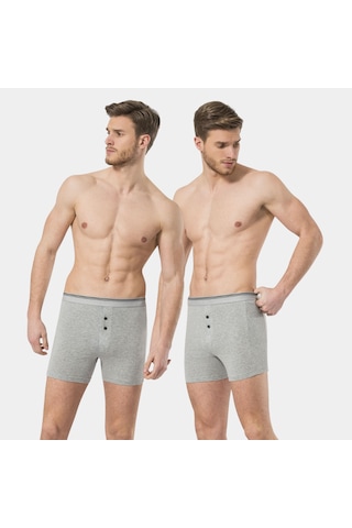 Türen Erkek Likralı Düğmeli Boxer 2'li Paket 135/gri Gri