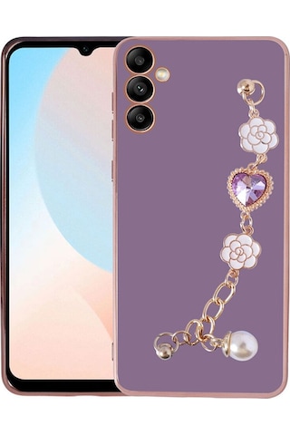 Galaxy A24 Kılıf El Tutamaçlı Kamera Korumalı Zore Taka Silikon Kapak Mor