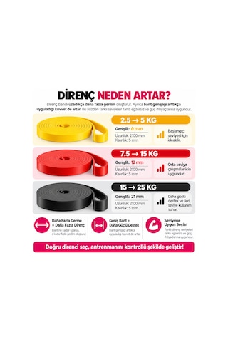 Pilates Direnç Bandı Seti Pembe Mor Mini Loop Uzun Egzersiz 8 Parça Çok Renkli