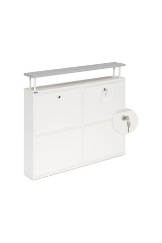 Ceha Kilitli Tablalı 4'lü Metal Ayakkabılık - Beyaz K.AYK-2.4/G/P 9010/KL