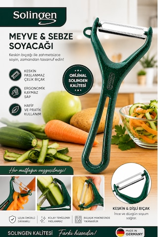 Meyve Sebze Soyacağı Paslanmaz Çelik Profesyonel Solingen Soyacak Yeşil