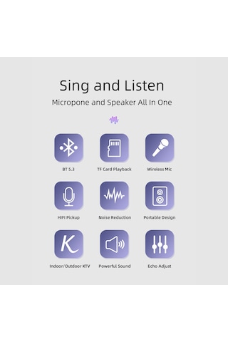 Springsun Mikrofon Mini Bt Karaoke Makinesi Kablosuz Mikrofonlu Karaoke Hoparlörü