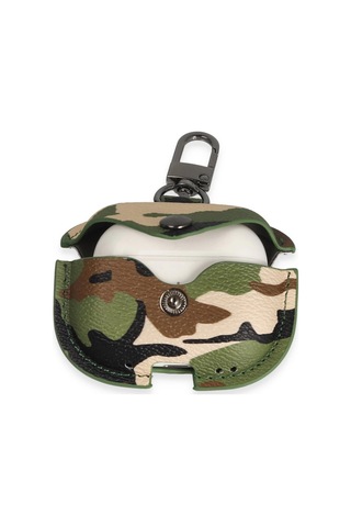 Airpods 3 3.nesil Çanta Kamuflaj Deri Kılıf - Yeşil Asorti