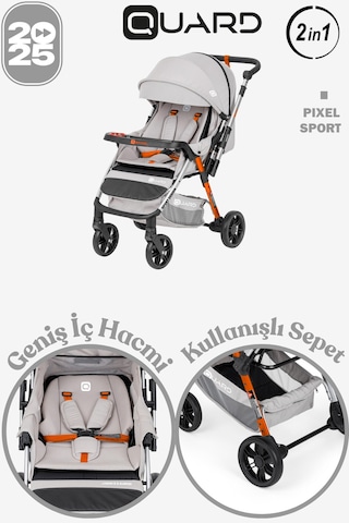 Pixel Sport Yeni Nesil Çift Yönlü Bebek Arabası Gri
