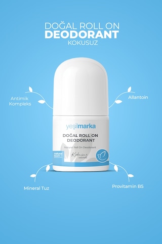 Yeşilmarka Kokusuz Doğal Unisex Roll-On Deodorant 50 ML