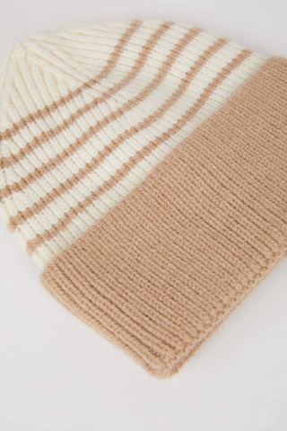 DeFacto Erkek Bebek Çizgili İçi Polarlı Triko Bere C8596A524WNBN325 Kahve