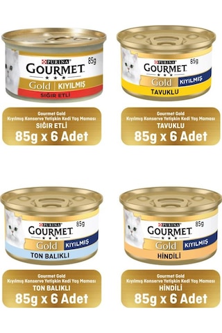 Gourmet Karışık Kıyılmış Konserve Yetişkin Kedi Yaş Maması 24 X 85 Gr