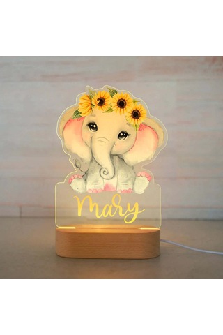 Kişiye Özel Çocuklar İçin Hayvan Gece Lambası İsimli Akrilik Lamba 3 Çok Renkli