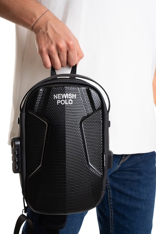 Newish Polo Erkek Şifreli Kilitli Su Geçirmez Sling Bag 404 Çapraz Omuz Ve Sırt Çantası - New404 Siyah - Antransit