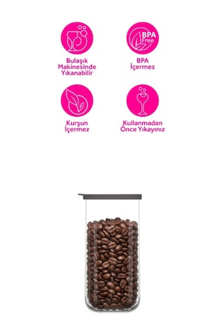 Lav Duo Cam Saklama Kabı 2'li Büyük Boy 1400 ml Gri Plastik Kapaklı