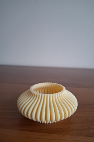 İkili Elmas Çizgili Tealight Mumluk Krem