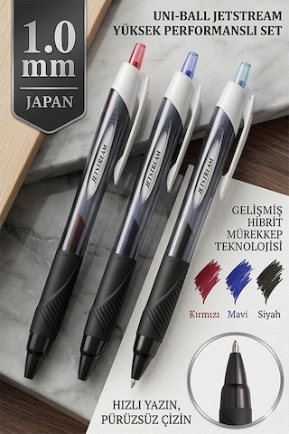 Kırmızı Jel Uçlu Pilot Kalem 5 Adet Uniball Jetstream Sxn-150s 1.0 Mm Basmalı Pilot Kalem Roller Uçlu Likit Mürekkepli