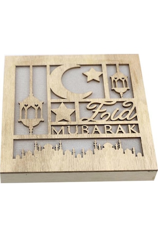 Symbee Muslim Bayramı Dekorasyonu Ahşap Aydınlatmalı Yıldız Mevki Mimari Tasarımı Ev Dekoru Hediye - Jm01935 Siyah