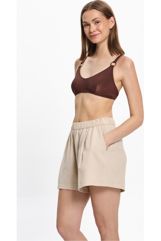 Toosalty Kadın %100 Cotton Kısa Cepli Plaj Şortu 25pl10st Bej
