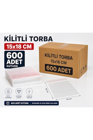 15x18 Cm Kilitli Poşet Kilitli Torba Şeffaf Zipli Torba 600 Adet - Dayanıklı Ve Sızdırmaz