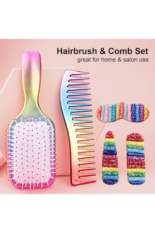 Samdoo Kişisel Bakım Saç Seti: Saç Tarak, Tüyler, 3 Adet Saç Klipsi - Anti Statik, Scalp Masajı, Ev Kullanıma Uygun