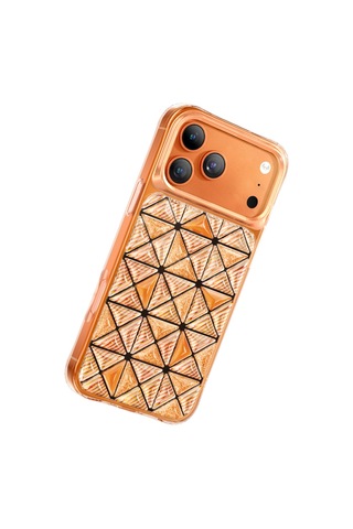 İphone 18 Pro Max Uyumlu Kılıf 3d Buz Blok Desenli Zore Paris Kairo Tpu Kapak Turuncu