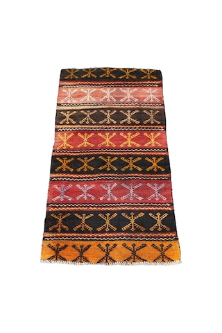 El Dokuması Kök Boya Cicim Kilimi 57x110 Renkli %100 Yün Kilim