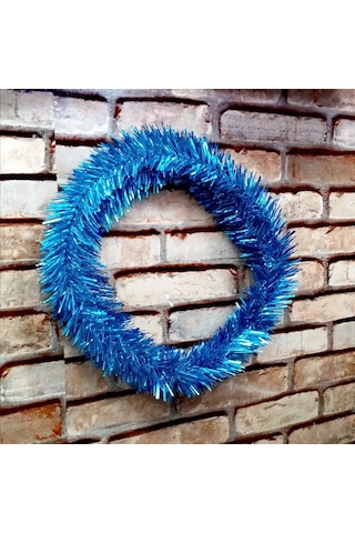 Pilli Gün Işığı Led Işıklı Garland 5 Metre Işıklı Parlak Metalik Mavi Çam Dalı Işıklı Mavi Garland