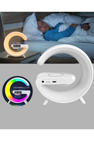 Başucu İçin Tasarlanmış Kablosuz Şarjlı Gece Lambası Ve Bluetooth Ses Sistemi Altın - Beyaz