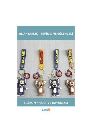 Tom Ve Jerry Sevimli Silikon Anahtarlık Çok Renkli