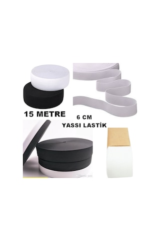 Çamaşır Don Etek Bel Paça Bebe Lastiği Yassı Yumuşak Bel Lastik 15 Metre Siyah-6 Cm