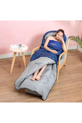 Evolite Camper Pro SQ Birleştirilebilir 2 Kişilik Uyku Tulumu Mavi