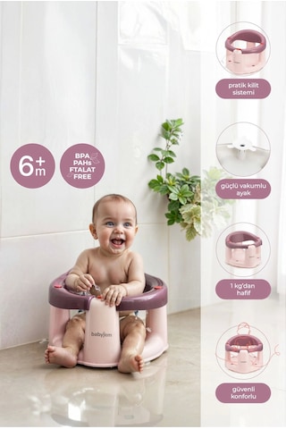 Babyjem Önden Açılır Banyo & Mama Oturağı Mürdümm Çok Renkli