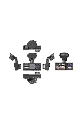 Torima Ta-01 Siyah 1080p Araç İçi 3 Kameralı Lcd Ekranlı Gece Görüşlü , G-sensör , Geri Görüş Kameralı Yol Kayıt Araç Kamerası