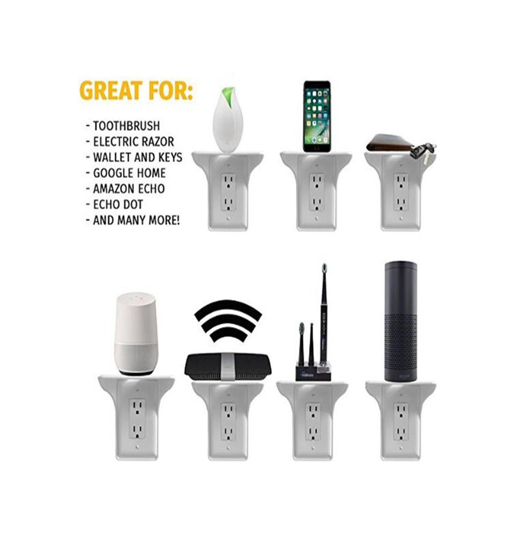 Yuntech01 Abd Standart Duvar Tipi Telefon Şarj Soketi Rafı, Pp Malzeme, Açılır Depolama Tabağı, Vidalı Kurulum, Dayanıklı, Kablosuz Karmaşıklık Önleyici C Modeli Beyaz