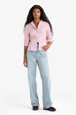 Defacto Fitted Gömlek Yaka Çizgili Poplin Uzun Kollu Gömlek F9209ax25aupn447 Pembe