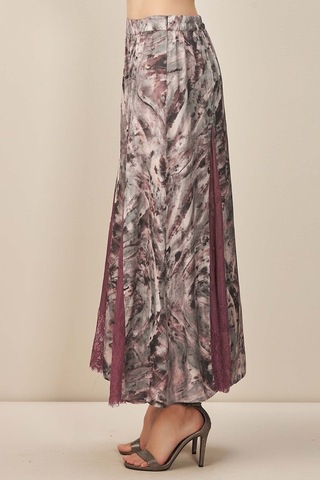 Kloş Gri Desenli Etek Gri