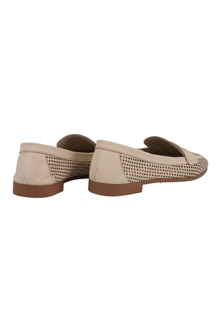 Napa Shoes Kadın Hakiki Deri Delikli Comfort Taban Kadın Babet Napa-aes22201 Krem