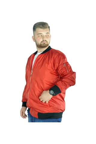 Mode Xl Erkek Kolej Mont Fermuarlı Jesica 22612 Kırmızı 001