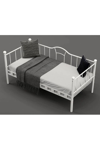 Reyo Kamelya Sedir Metal Karyola Beyaz 90x200