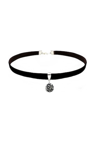 Siyah Renk Kadife Galaksi Choker Kolye Altın