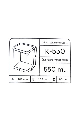 Offbox Kare Bakliyat Baharat Gıda Saklama Kabı - 0.55 Lt. - 12 Adet Antrasit Şeffaf