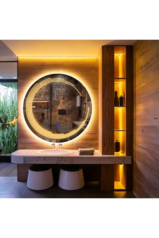Nova Led'li Kumlamalı Lavabo & Banyo Aynası Dokunmatik Sensörlü 60 X 60 Turuncu