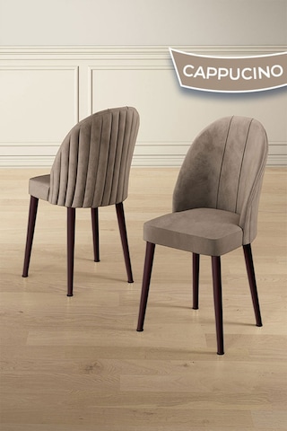 Canisa Kaye Serisi Mdf 90x168 Atlantik Çam Mutfak Masa Takımı 6 Sandalye Atlantik Çam Masa Cappucino Sandalye