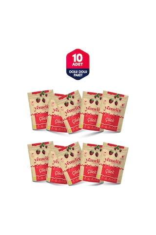 Freeze Dried 10'lu Dolu Dolu Paket Çilek Kuru Meyve Cipsi - Dondurularak Kurutulmuş Çilek 15gx10 150 G