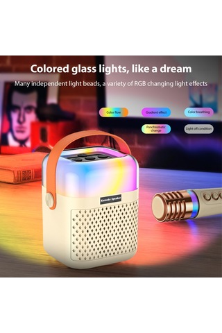 Mufunye Kablosuz Mikrofonlu Karaoke Makinesi Bt Mikrofon Ve Hoparlör Rgb Işık Efektli Ktv Seti 3d Surround S G
