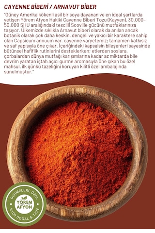 Yörem Afyon Anadolu Mutfağının Ateşlii Baharatı Hakiki Cayenne Biberi Arnavut Biberi / Kayyen Biberi 50gr.