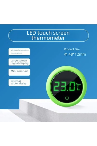 Gajeena Akvaryum Su Sıcaklığı Ölçer - Dijital Lcd Ekranlı, Su Geçirmez Prob, Canlı Su Yaşamı İçin Doğru Ölçüm, Dış Tutkal Tipi Yeşil Yuvarlak Model