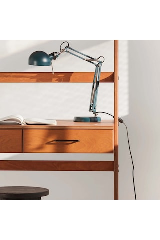 Woodesk Cosmos Ahşap Çalışma Masası Ve Kitaplık, 190x100 Tik Renk Teak