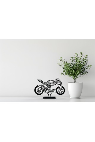 Siyah 3d Motor Heykeli 20cm Modern Spor Motosiklet Masa Üstü