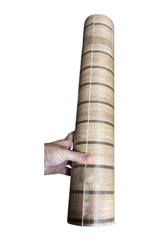 60cm X 280cm 1 Adet Kendinden Yapışkanlı Açık Kahverengi Lambiri Desenli Duvar Paneli Kağıdı Yg005