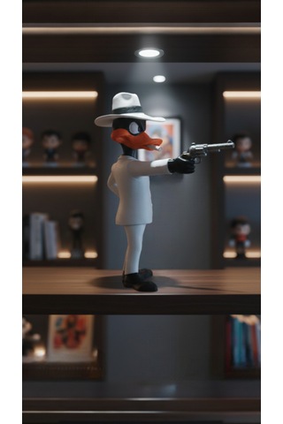 Looney Tunes Daffy Duck Figürü - Mafia Serisi Takım Elbiseli Özel Tasarım Biblo / Figür