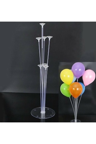 7 Li Balon Standı Çubuk ve Başlıklar Şeffaf